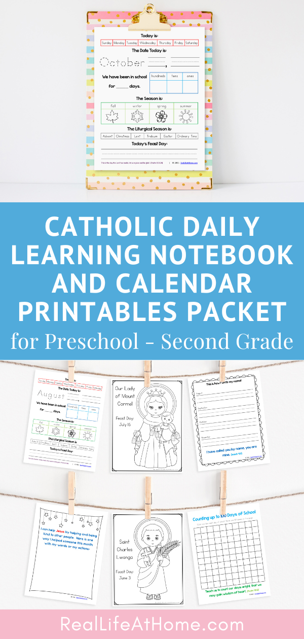 Catholic Daily Learning and Calendars Printables Packet