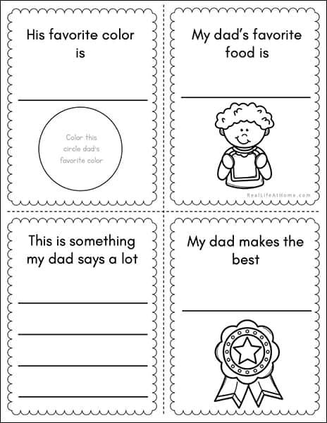 Sample Page from Father's Day Mini Book