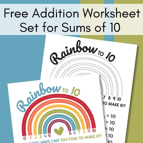 Free Addition Worksheet Set for Sums of 10