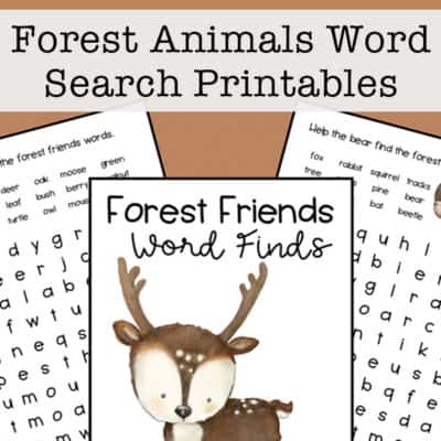 Forest Animals Word Search Printable Set
