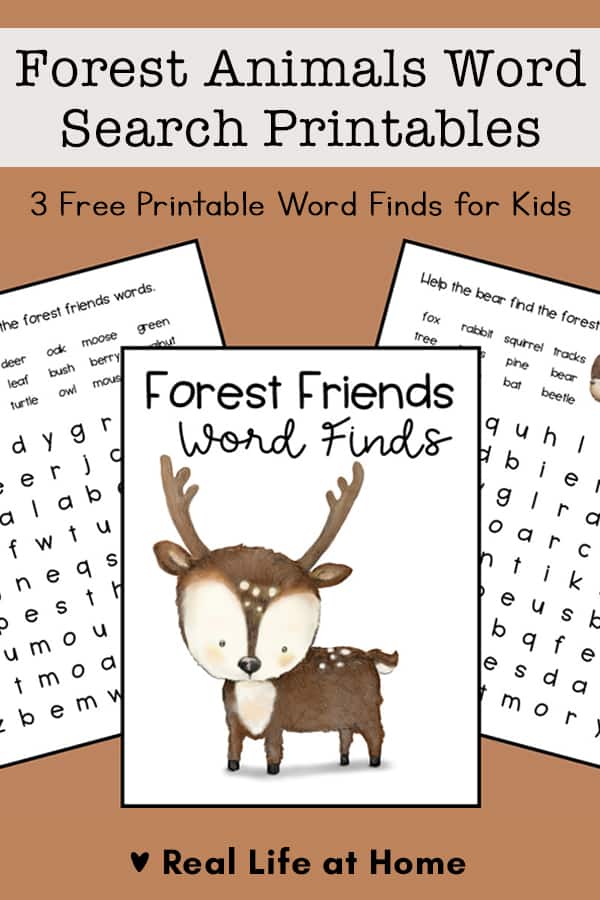 Forest Animals Word Search Printables