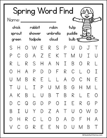 Spring Word Search Printable