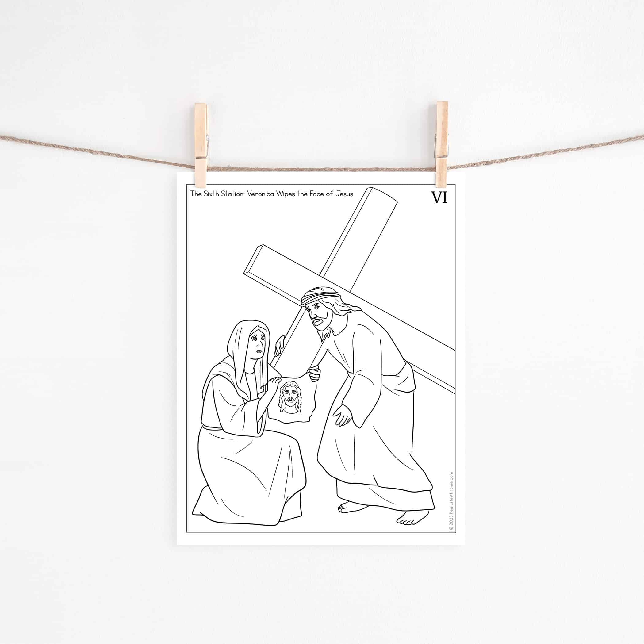 Veronica Wipes the Face of Jesus Coloring Page