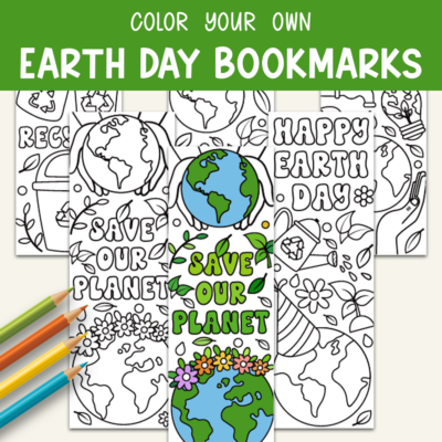 Color Your Own Earth Day Bookmarks