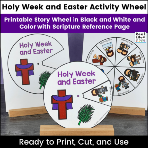 Holy Week and Easter Activity Wheel Printables for Kids.