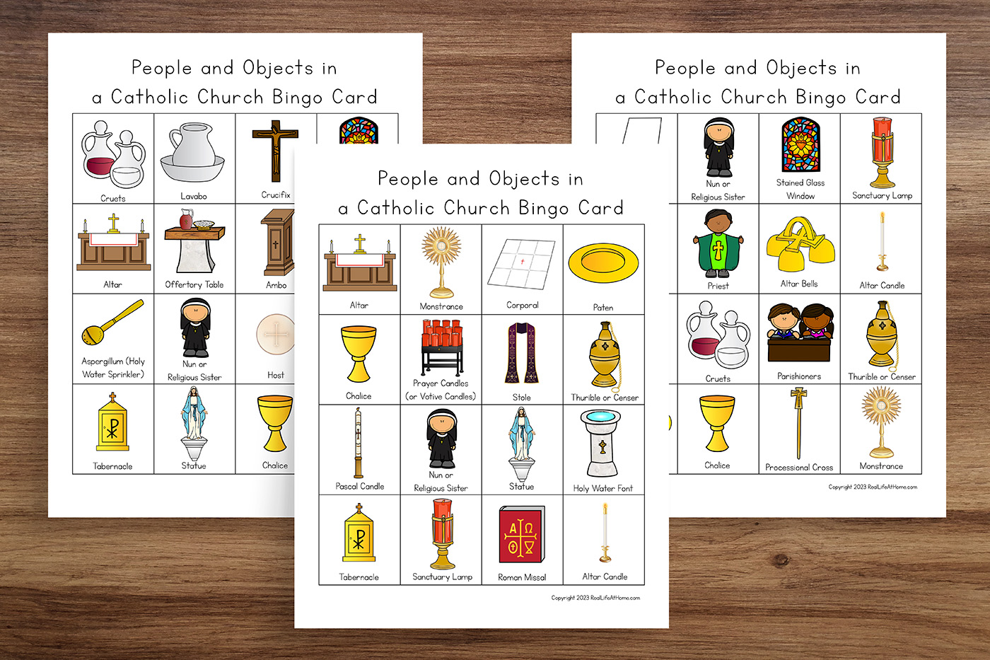Catholic Sacred Objects and People in a Church Bingo Card Set Catholic Sacred Objects and People in a Church Bingo Card Set